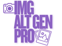 Purple text logo for imgaltgen.com, a site about alt text SEO.