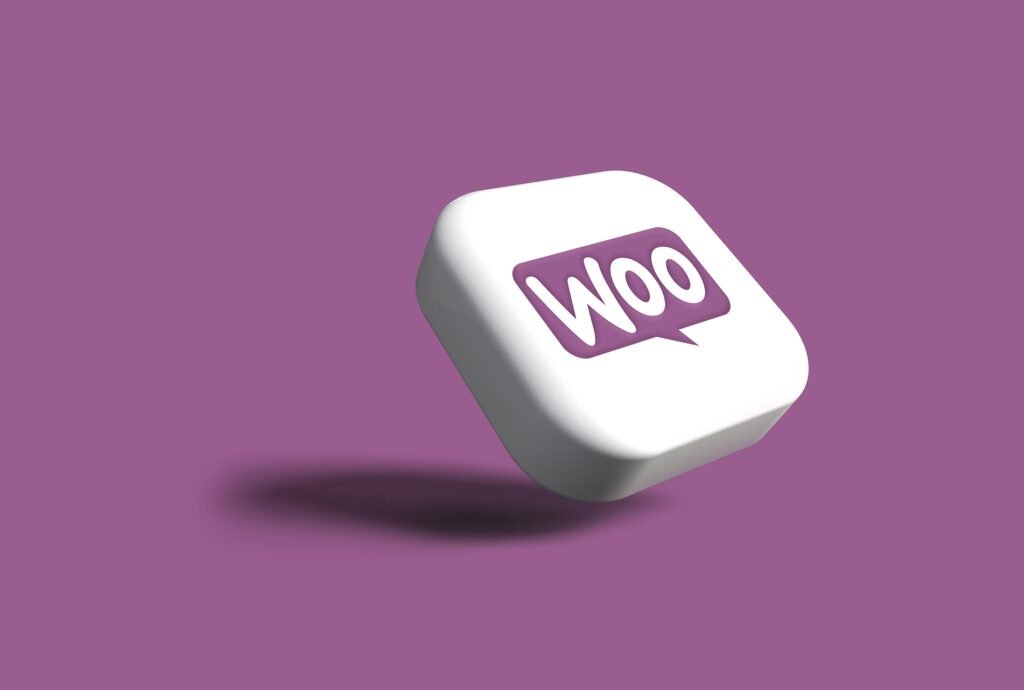 A white rounded square with the purple WooCommerce logo floats above a purple background.